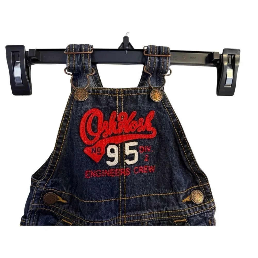 Oshkosh Denim Adjustable Overalls Coveralls Snap Bottom Baby 6 Months
